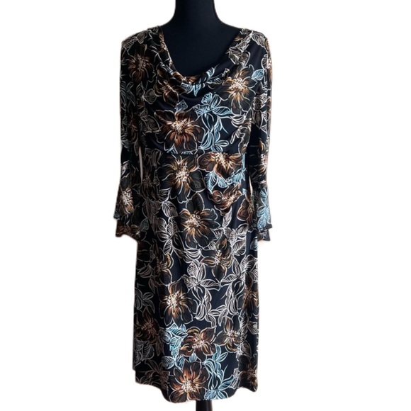 Connected Apparel Floral Black Dress size 16 - Picture 1 of 7